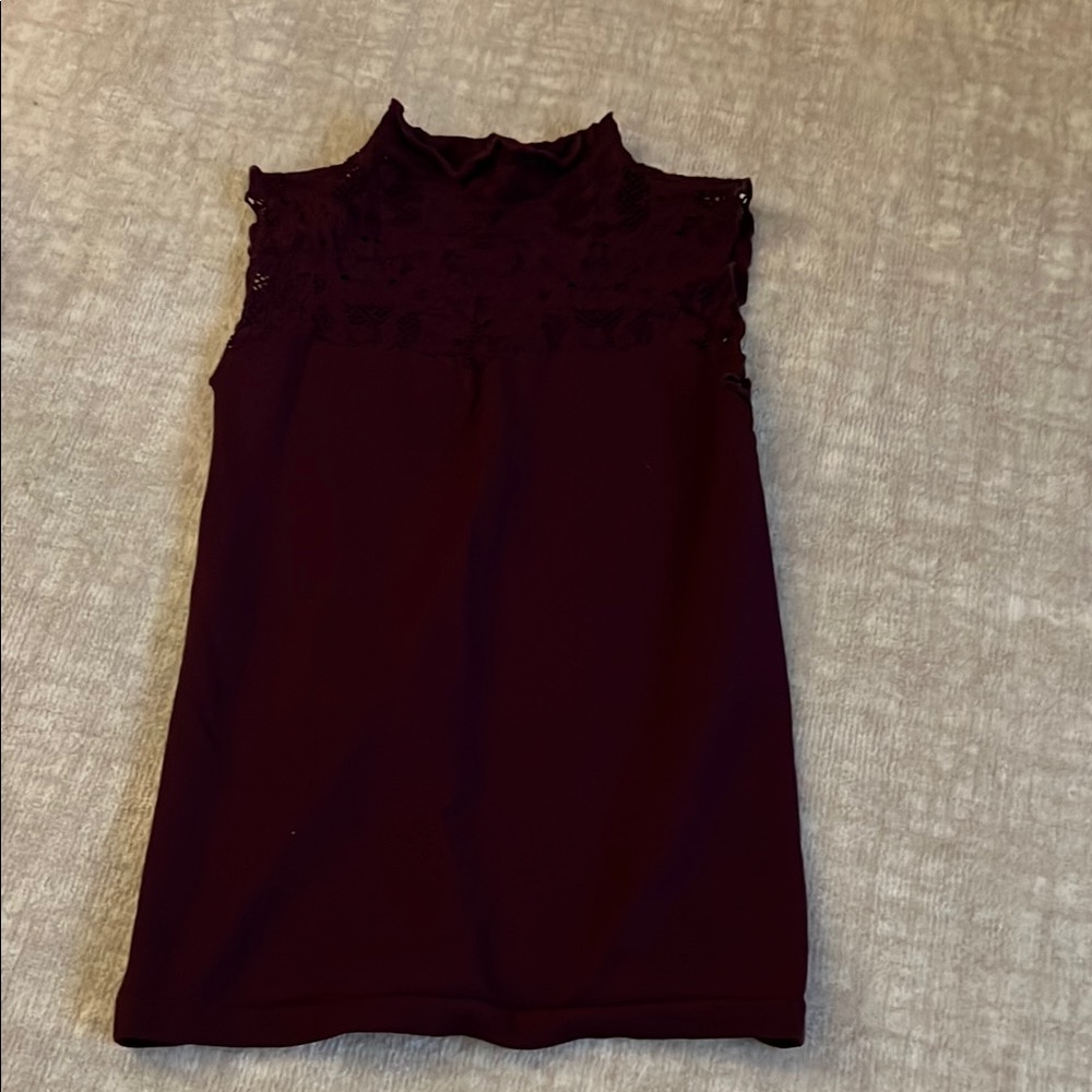 Free People Maroon Lace Sleeveless Top